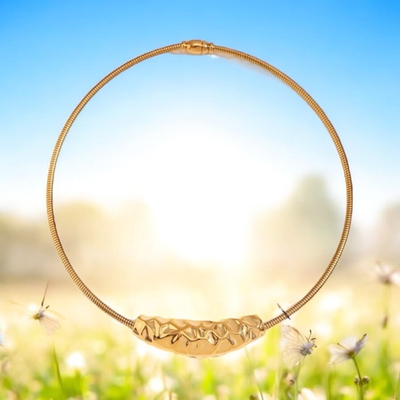 NWOT Elegant stainless steel 18 K gold, plated choker necklace - Picture 2 of 14